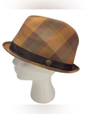 Goorin Bros. Men's Plaid Fedora – Brown & Tan Checked Trilby – Size M